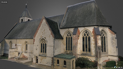 Relevés numériques par photogrammétrie aérienne de l'église de Sénarpont